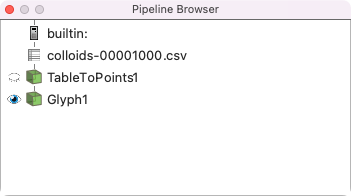 Paraview pipeline including TableToPoints filter